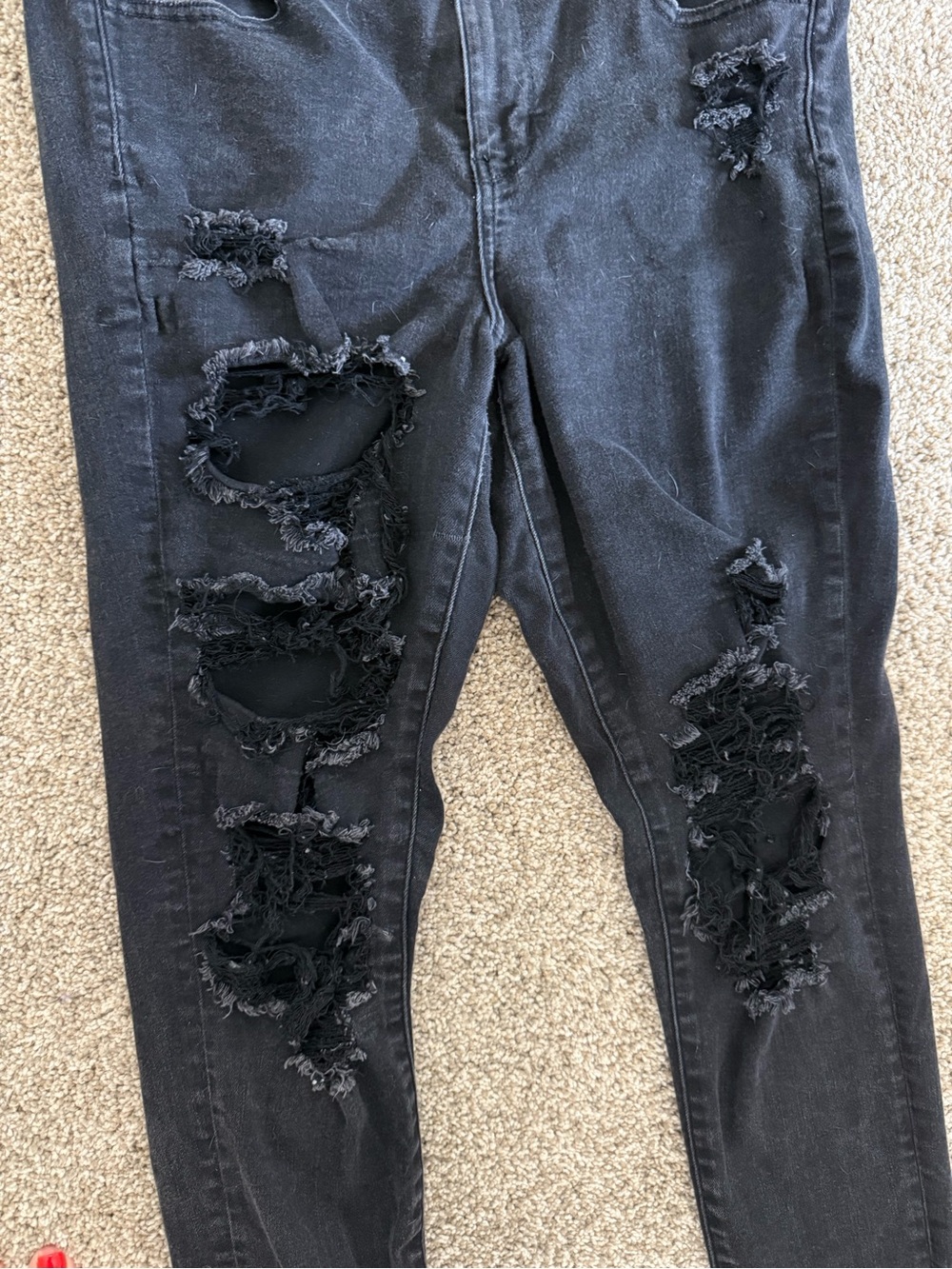American Eagle Black Distressed Women's Skinny Jeans - Picture 2 of 5